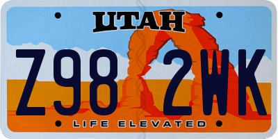 UT license plate Z982WK