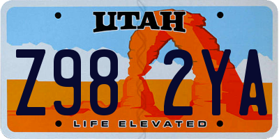 UT license plate Z982YA