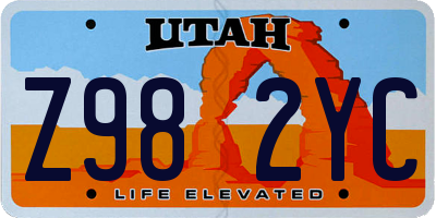 UT license plate Z982YC