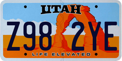 UT license plate Z982YE