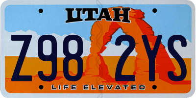 UT license plate Z982YS