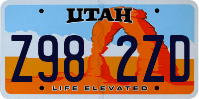 UT license plate Z982ZD