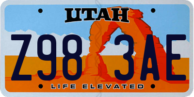 UT license plate Z983AE