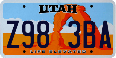 UT license plate Z983BA