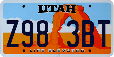 UT license plate Z983BT