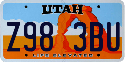 UT license plate Z983BU