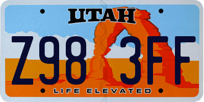 UT license plate Z983FF