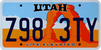 UT license plate Z983TY