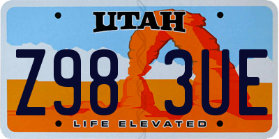 UT license plate Z983UE
