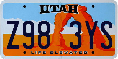 UT license plate Z983YS