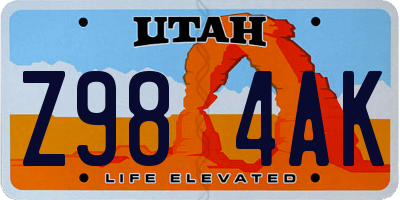 UT license plate Z984AK