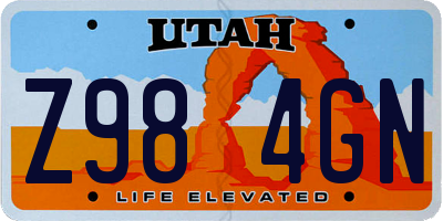 UT license plate Z984GN