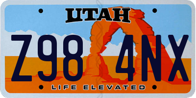 UT license plate Z984NX