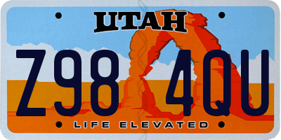 UT license plate Z984QU