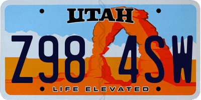 UT license plate Z984SW
