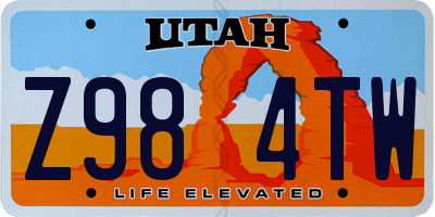 UT license plate Z984TW