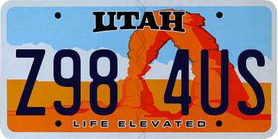 UT license plate Z984US