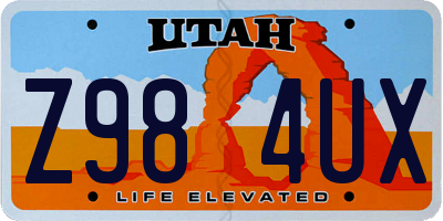 UT license plate Z984UX
