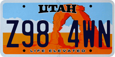 UT license plate Z984WN