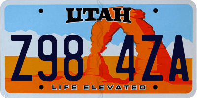 UT license plate Z984ZA