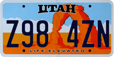 UT license plate Z984ZN