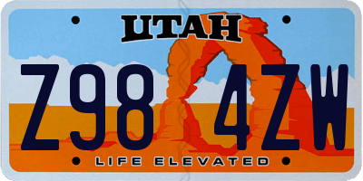 UT license plate Z984ZW