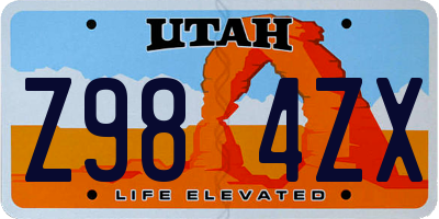 UT license plate Z984ZX