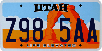UT license plate Z985AA