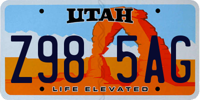 UT license plate Z985AG