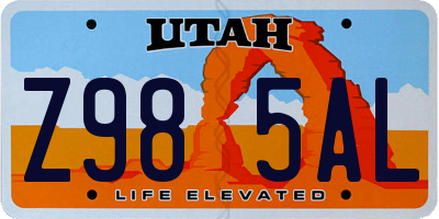 UT license plate Z985AL