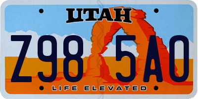 UT license plate Z985AO