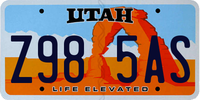 UT license plate Z985AS