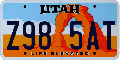 UT license plate Z985AT