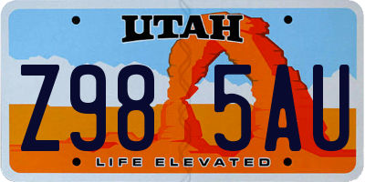 UT license plate Z985AU