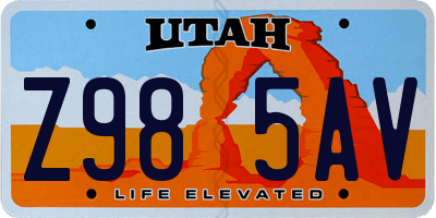 UT license plate Z985AV