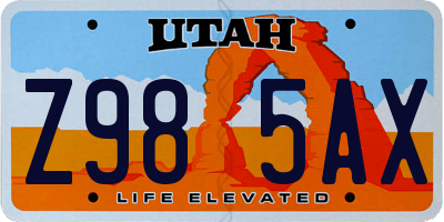 UT license plate Z985AX