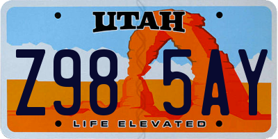 UT license plate Z985AY