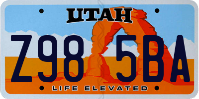 UT license plate Z985BA