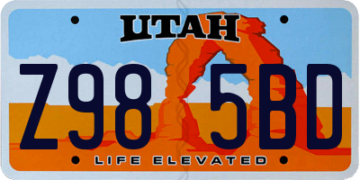 UT license plate Z985BD