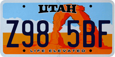UT license plate Z985BF