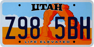 UT license plate Z985BH