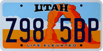 UT license plate Z985BP