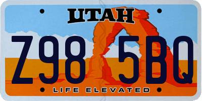 UT license plate Z985BQ