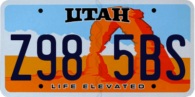 UT license plate Z985BS