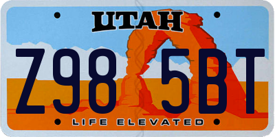 UT license plate Z985BT