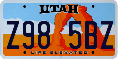 UT license plate Z985BZ