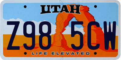 UT license plate Z985CW