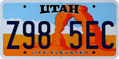 UT license plate Z985EC