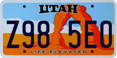 UT license plate Z985EO