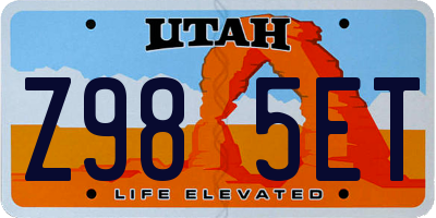UT license plate Z985ET